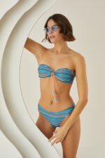 Renkli Deep Tüfted Straplez Bikini Takımı 51640