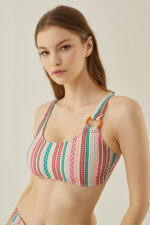 Renkli Soft Tropikal Halter Yaka Bikini Takımı 51645 - Görsel 4