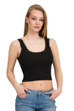 Likralı Kaşkorse Dantelli Crop 2319